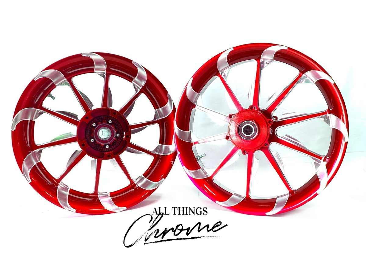 16×61/2J NINJA 240 FAT TIRE CANDY RED CONTRAST TORNADO WHEELS 06-11