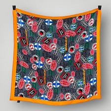 Railroad Logo Silk Scarf 30x30 Square 100% Silk Handmade Train Collectible
