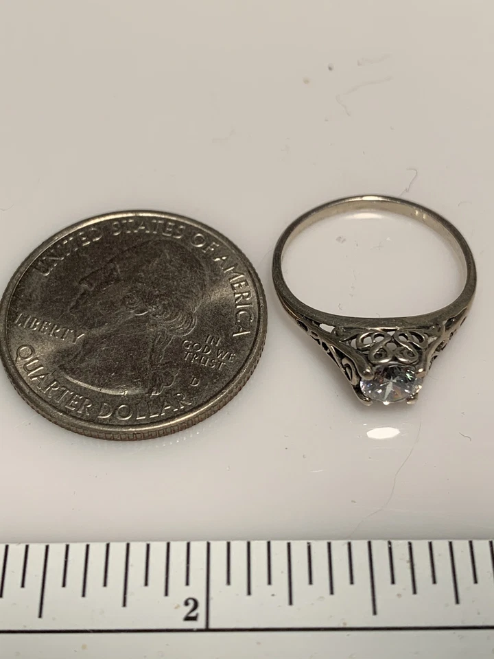 Anillo Kabana de plata de ley 925 delicado zafiro blanco piedras preciosas talla 6 * Foto 3 de 3