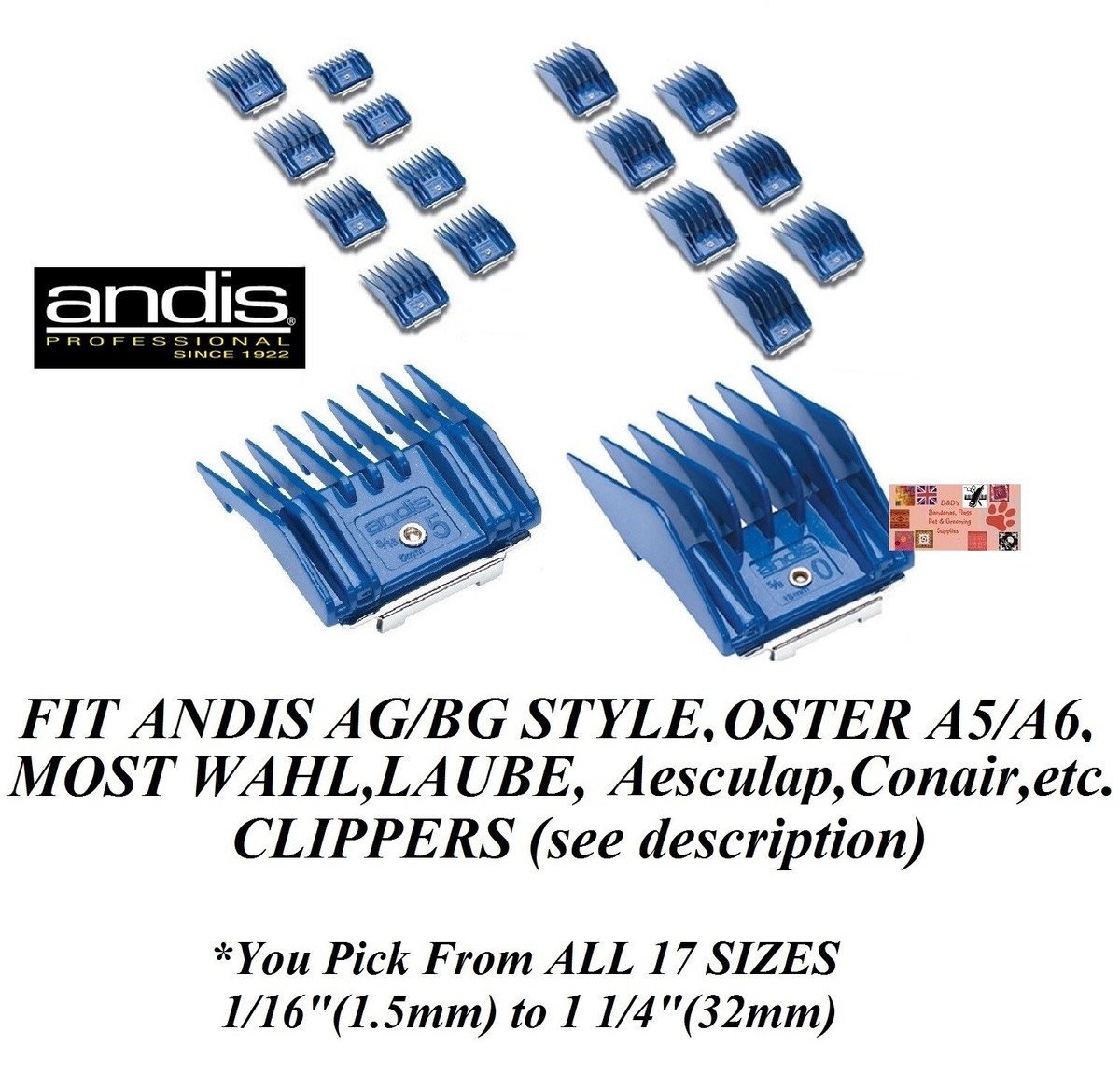 Andis Dog Clippers Wahl 5-in-1 Stainless Steel Attachment Guide