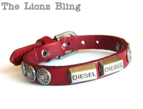 Urban Genuine Red Leather thin band Bracelet & Shotgun Casing style rivets - Picture 1 of 6
