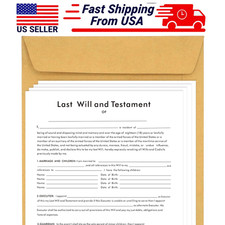 Last Will and Testament Kit 3 Forms DIY Estate Planning Legal Forms for Adults