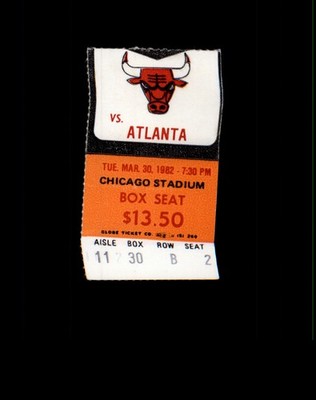 March 30, 1982 Chicago Bulls vs. Atlanta Hawks - Chicago Stadium Ticket Stub