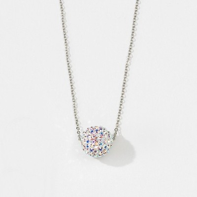 Touchstone Crystal by Swarovski Rhodium Aurore Boreale Pavé Ball Necklace