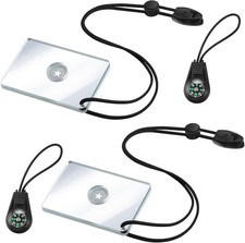 2 Pieces Signal Mirror Survival Camping 2 x black, green, transparent