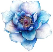 Blue Lotus Holographic Flower Car Decal, Waterproof Removable Flower One Blue
