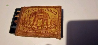 Rare Jumbo paraffin matches box with some contents