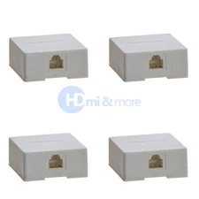 4x Surface Mount Box Phone Keystone Single 1 Port Jack Ethernet 6P6C White