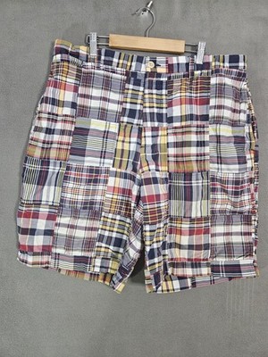 Nautica Clipper Plaid Patchwork Mens 38 Shorts Madris Y2K Pockets 