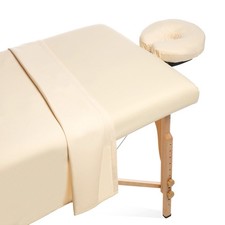 3pc Microfiber Massage Table Sheet Set - Salon Spa Covers - Natural