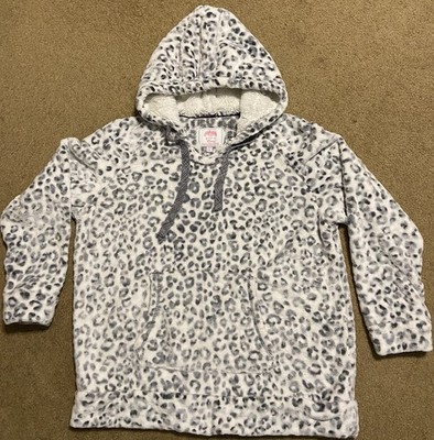 Members Mark Cozy Plush Pullover Size XL Animal Print Faux Fur Hoodie