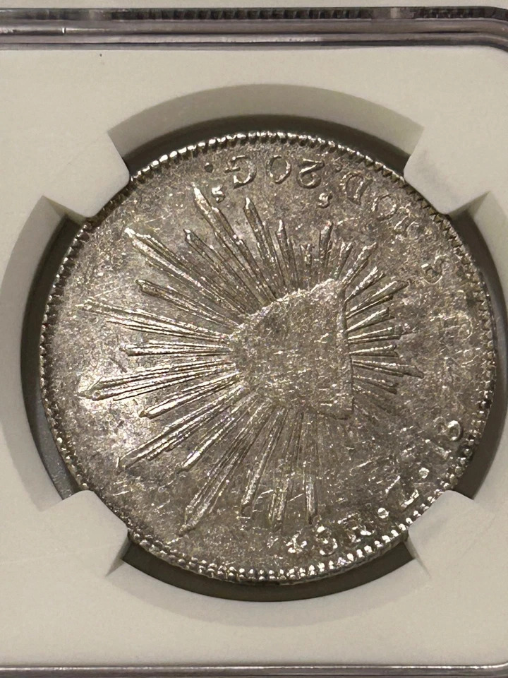 1877 Zs JS Mexico Silver 8 Reales NGC AU58 (NGC Population 8 Only 17 Higher) - Image 3 of 4