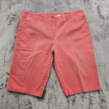 Vintage 90s Basic Editions Shorts Womens 14 Pink Stretch Cotton Slim Leg Chino