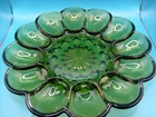 New ListingVINTAGE Anchor Hocking MCM Fairfield Avocado GREEN GLASS Deviled Egg Plate