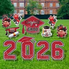 Large 11 PCS Graduation Yard Signs, Class of 2026 Congrats Grad Outdoor Lawn Yar