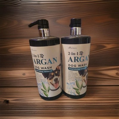 2 Bottles Pure Botanica ~ 2-in-1 Argan Nourishing Oatmeal Dog Wash 32 fl oz Each