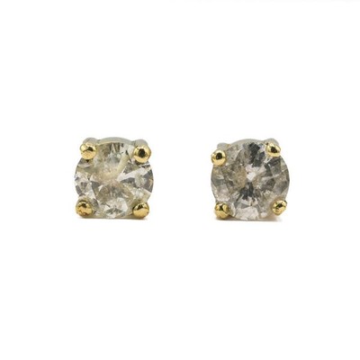 1 Paar Ohrstecker mit 2 Brillanten 0,60 ct. in 14 Kt. 585 Gelbgold earrings