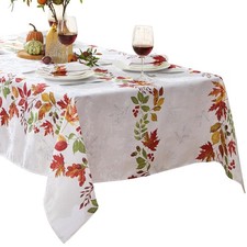 Green And Red Flourishing Leaves Rectangle Fabric Tablecloth 60 X 144 Inch Light