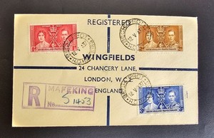 Bechuanaland Protectorate 1937 KGVI Coronation Set FDC Registered #1453 Mafeking