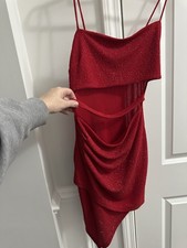 Red Windsor Glitter Cutout Dress. Size Large.
