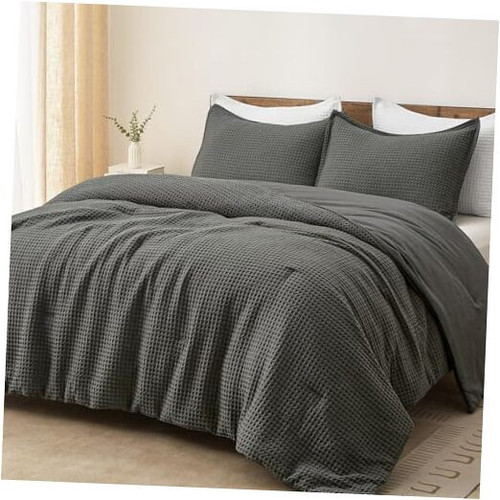 Ultra Soft Waffle Weave Comforter Set Queen Size, 3 Pieces Lightweight