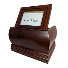 Smart Plan Dark Walnut Brown 11" Wood Memory Box Pet Urn with Photo Frame Lid
