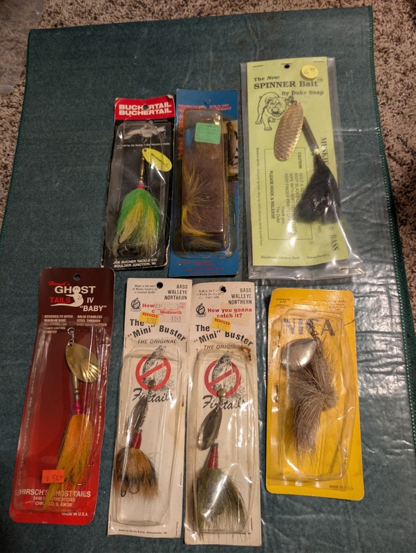 Lot Of 7 New Old Stock Musky  Pike Bass Spinnerbaits Spinner Bucktail Inline