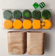 Vintage Backgammon Bakelite Game Pieces Cups & Dice