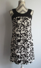 Ann Taylor Loft 4525 Women Black White Floral Cotton Knee Length Dress Sz 0