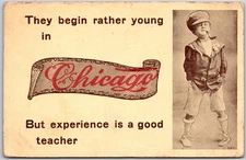 Chicago Humor, Young Boy In Oversized Outfit with Caption, Vintage Postcard
