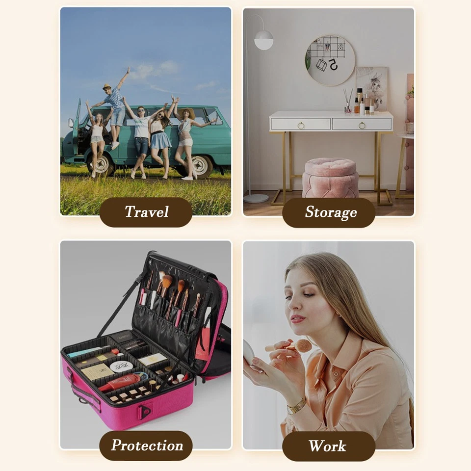 Caja organizadora de almacenamiento de maquillaje multicapa estuche profesional para mujeres caja de cosméticos Foto 3 de 4