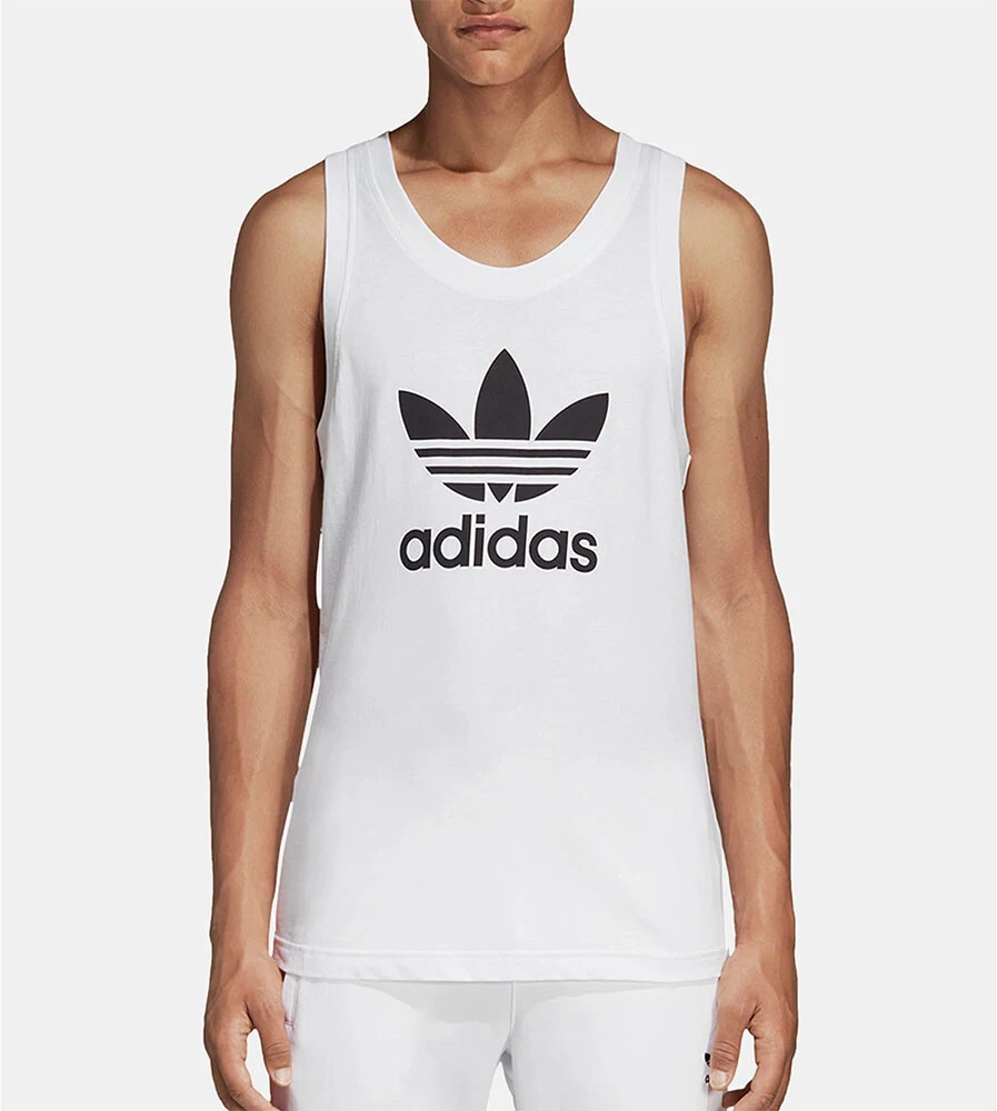 NWT Adidas Originals Men\'s Trefoil Tank Top White/Black DV1508 | eBay