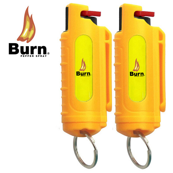 BURN Pepper Spray 1/2oz Security Keychain Case Safety Lock Yellow 2 PACK BURN Pepper Spray 1/2oz Security Keychain Case Safety Lock Yellow 2 PACK