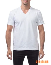 PRO CLUB MENS HEAVYWEIGHT V NECK T SHIRT PROCLUB SHORT SLEEVE WHITE BIG AND TALL