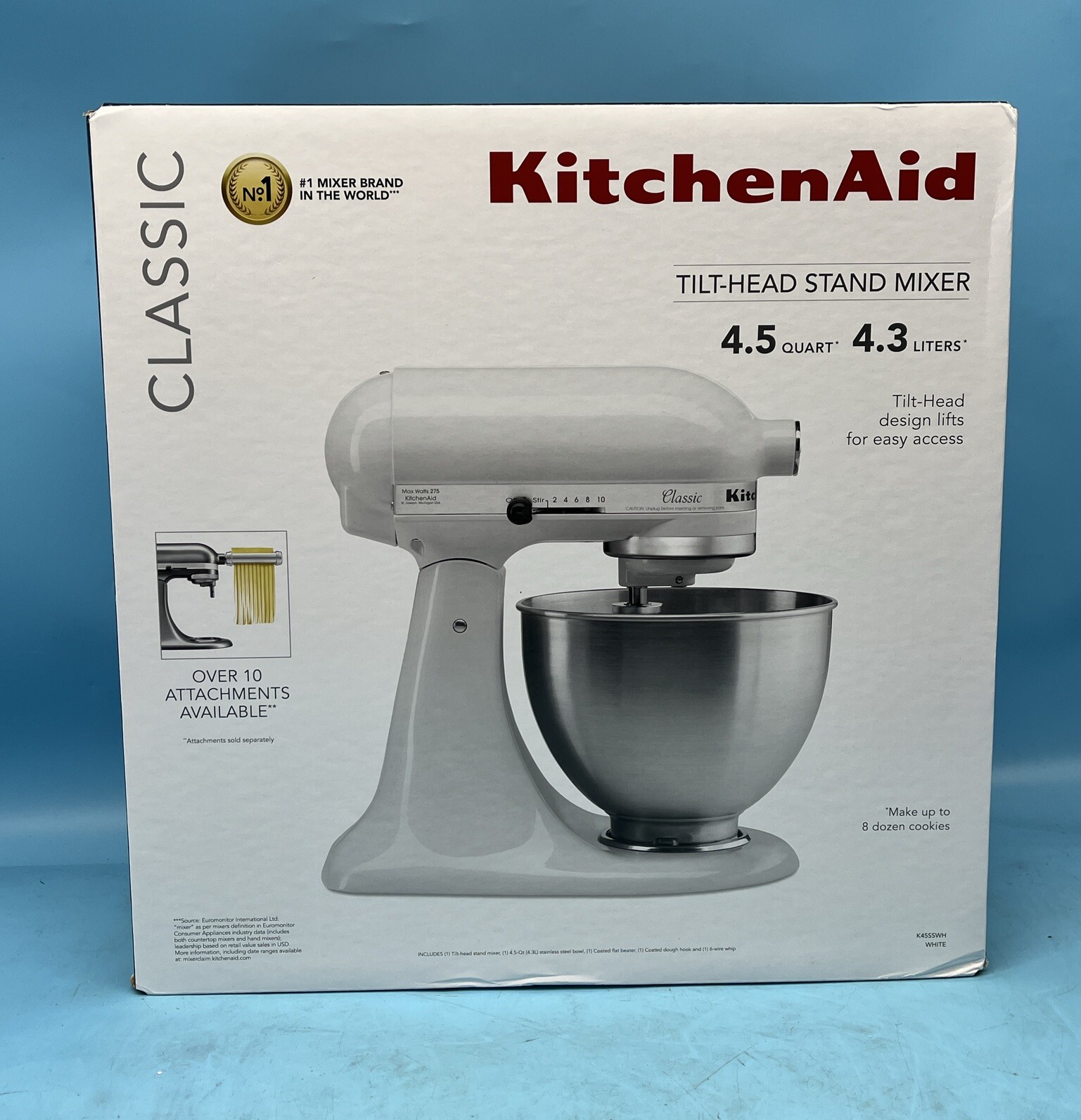KitchenAid 4.5Quart Classic TiltHead Stand Mixer White K45SSWH