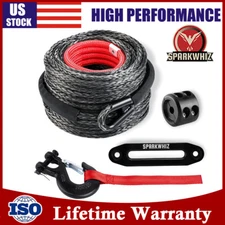3/8"x100ft 26500LBS Synthetic Winch Rope Winch Line Cable w/Winch Hook for Truck