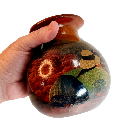 Handbemalte Volkskunst Keramik Ton Vase Kanne Glas Nicaragua? Südamerika? - Bild 8 von 11