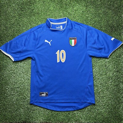 2003 2004 Italy Italia Totti Jersey Shirt Kit Blue Puma Home Uefa