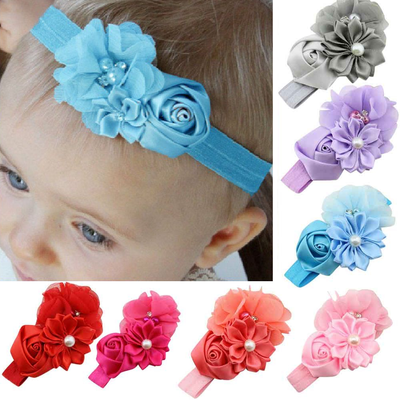 4 Fasce Capelli Bambine Con Fiori - Accessori Elastici Decorativi Per Neonati E Bambini