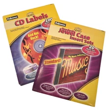 F-4 Lot of 2 pkgs Fellowes Labels - CD Labels 99941 & Jewel Case Inserts 99946