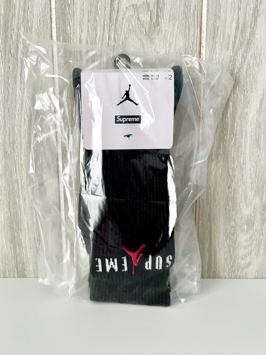 Supreme Jordan Crew Socks Adult Size Large Black FW24 Mens 8 Supreme Jordan Crew Socks Adult Size Large Black FW24 Mens 8