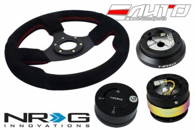 NRG 320 Race Suede Steering Wheel Red/120 Hub/2.0 BK Neo Quick Release/Lock Matt