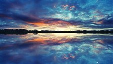 Landscape lake clouds reflection nature sky sunset blue Custom Gaming Mat Desk