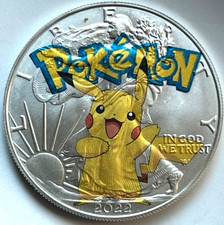 Pokemon Pikachu - American Silver Eagle 1 oz .999 edición limitada Moneda de dólar de plata