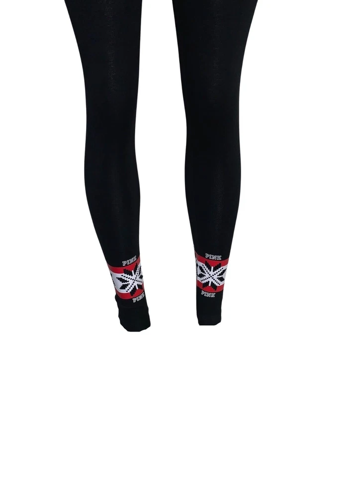 Legging Victoria's Secret Rosa Edición Limitada Plano Yoga Copo de Nieve Negro Nuevo con Etiquetas Foto 3 de 4