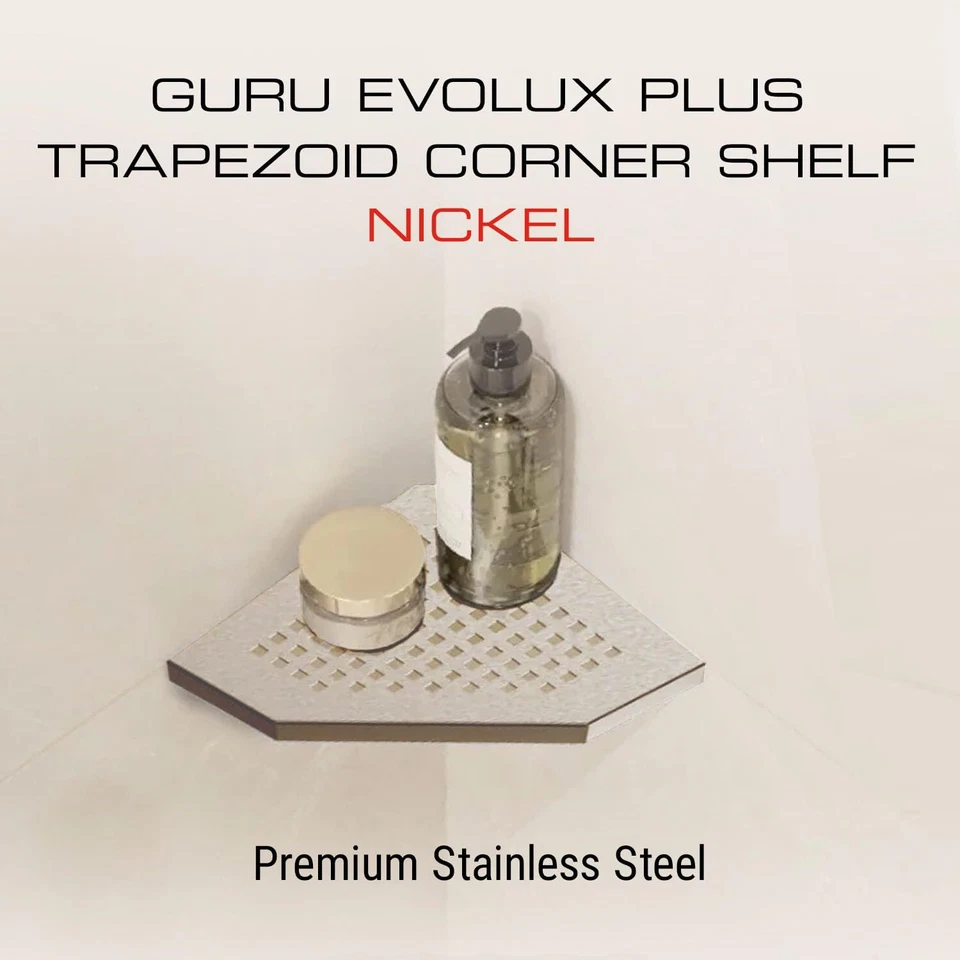 GURU USA Evolux Estante de Ducha Esquinero de Acero Inoxidable, Plus Trapezoide, Níquel Foto 2 de 4