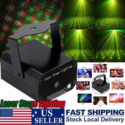 DJ Disco Stage Party Lights LED Sound Control R&G Laser Light Projector Strobe