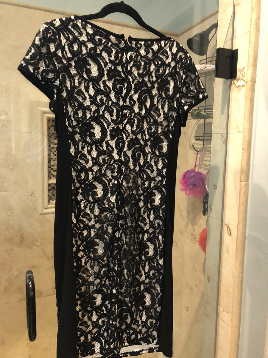 Lauren by Ralph Lauren Women's Lace Dress 10 Color Block Stretch White  Black | eBay
