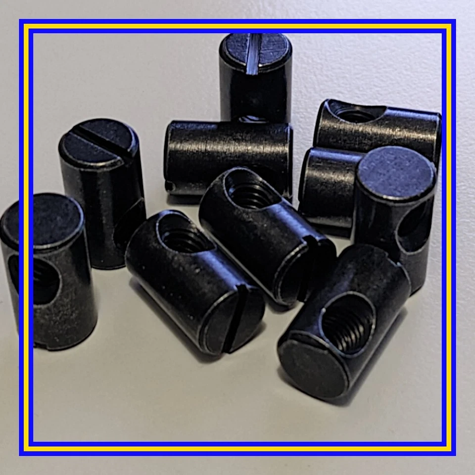 128406 x 10 IKEA Fassmuttern, Schlitzkopf, schwarz, M6