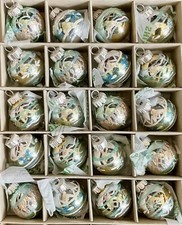 20 Shiny Brite Christopher Radko Christmas Ornaments Rounds Fancy Lt green Small